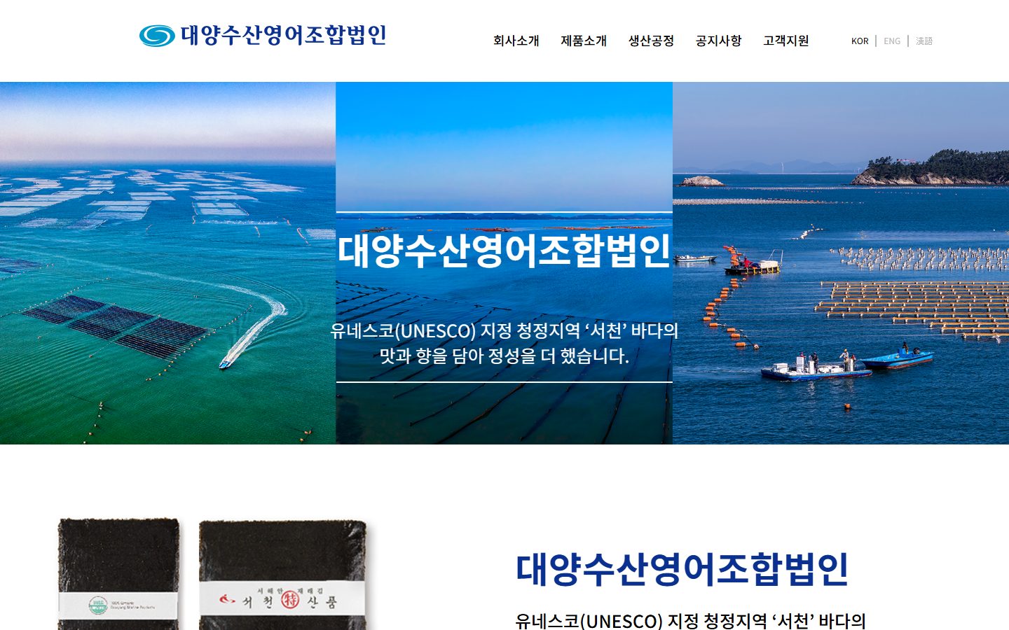 홈페이지 제작 — 대양수산영어조합법인